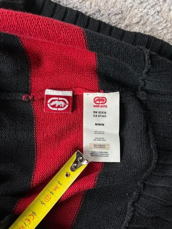 Suéter de gola redonda com estampa de listras pretas e vermelhas Retro Ecko unltd. Masculino tamanho M – photo 10